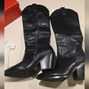 Black Leather Western Boots